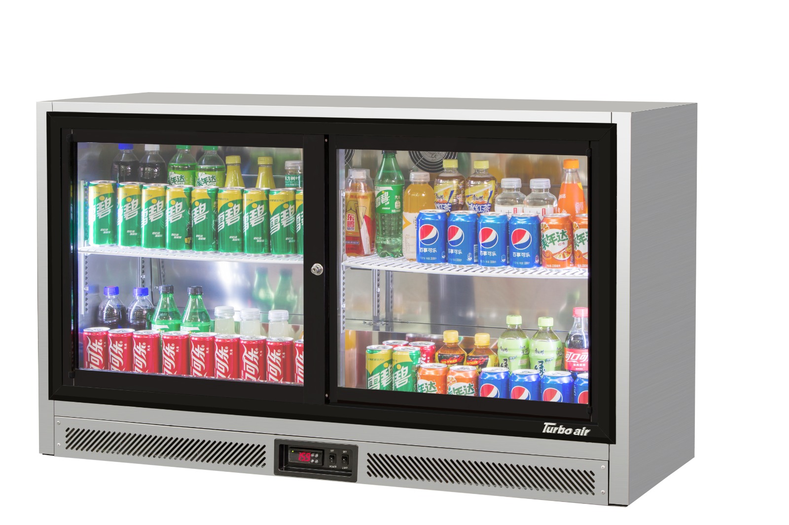 Барный холодильник (малый) витринного типа со слайдер дверями TB13-3G-SL-800